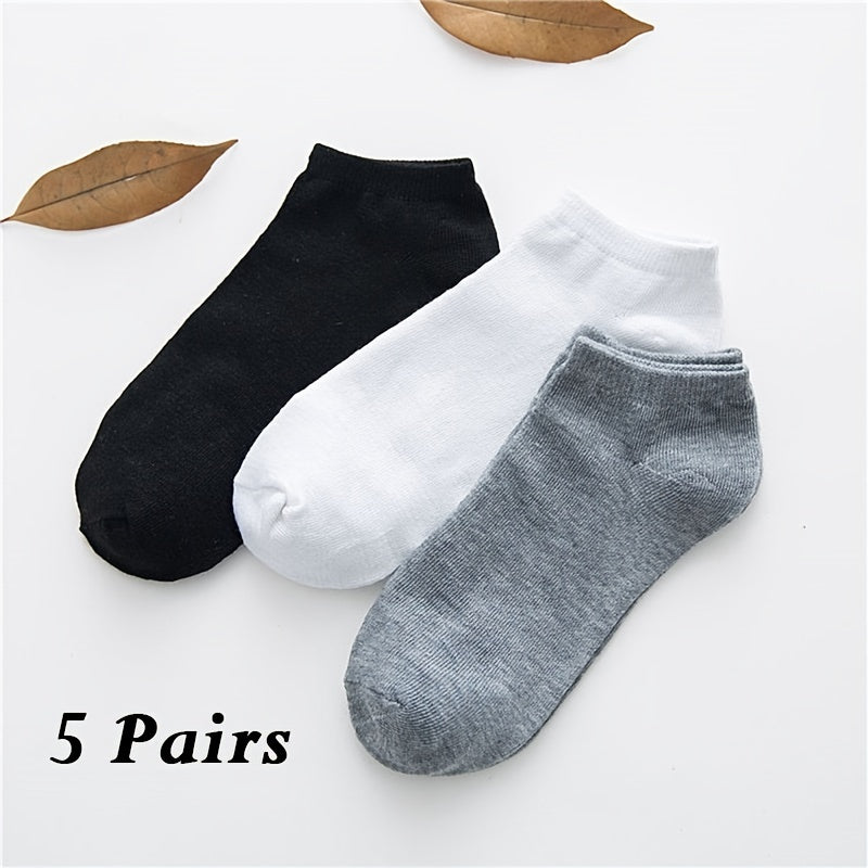 5 Pairs Solid Short Socks Women's Ankle Sports Stockings