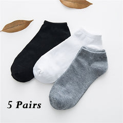 5 Pairs Solid Short Socks Women's Ankle Sports Stockings
