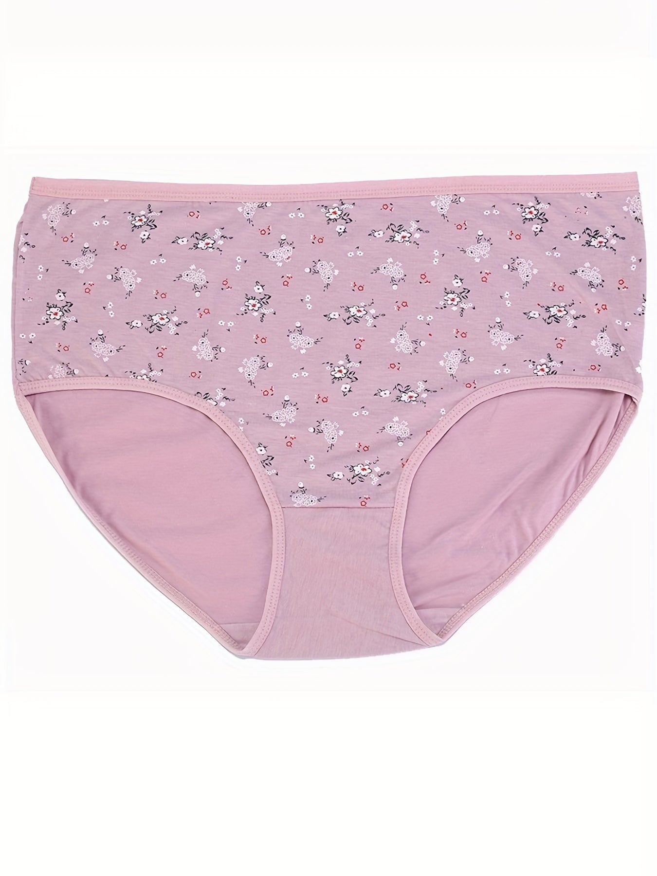 4 Pack Women's Plus Size Soft Ditsy Floral Print Everyday Panties Set