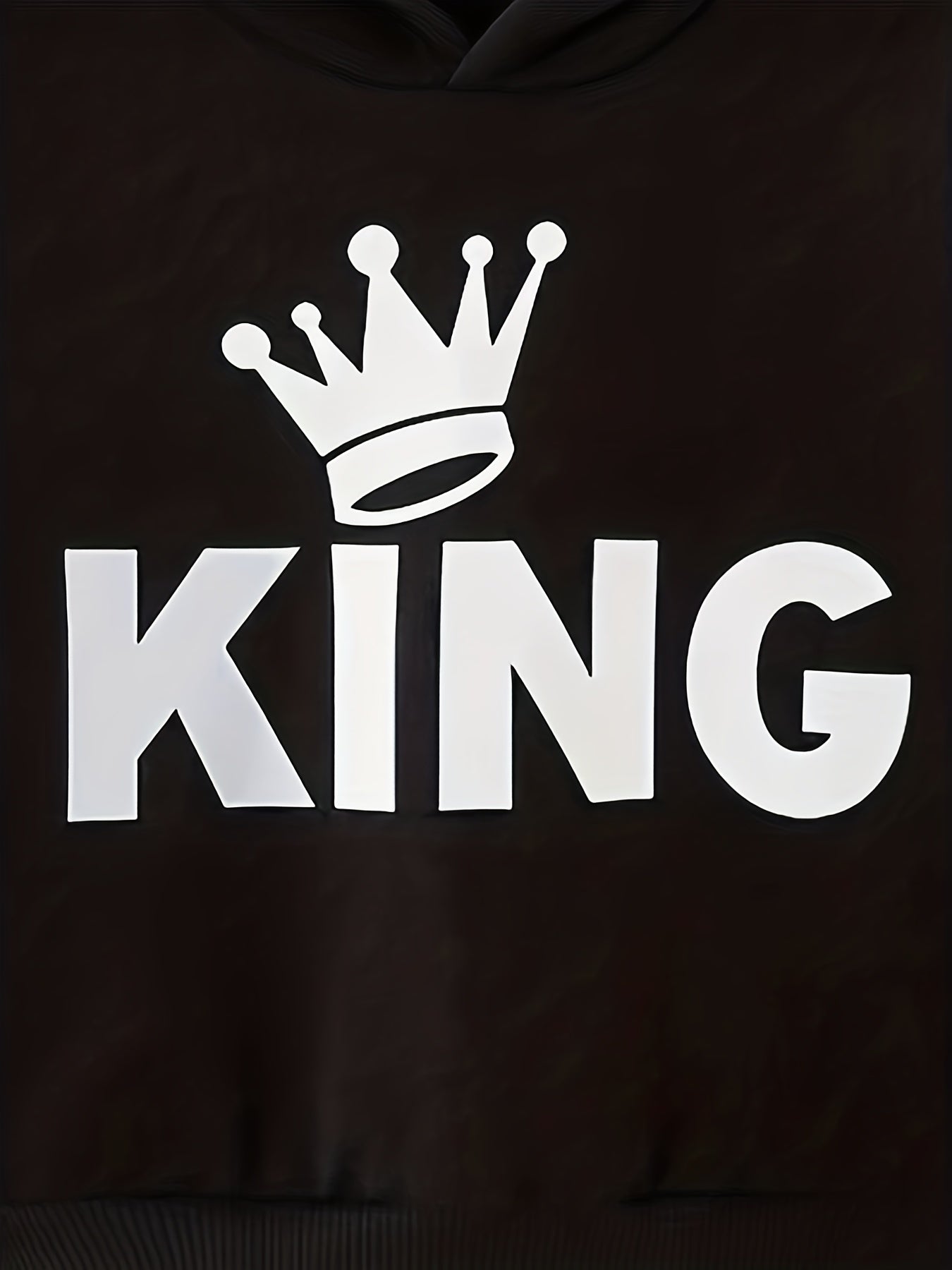 Boys 2pcs KING Print Hoodie & Pants Set Casual Sports Suit