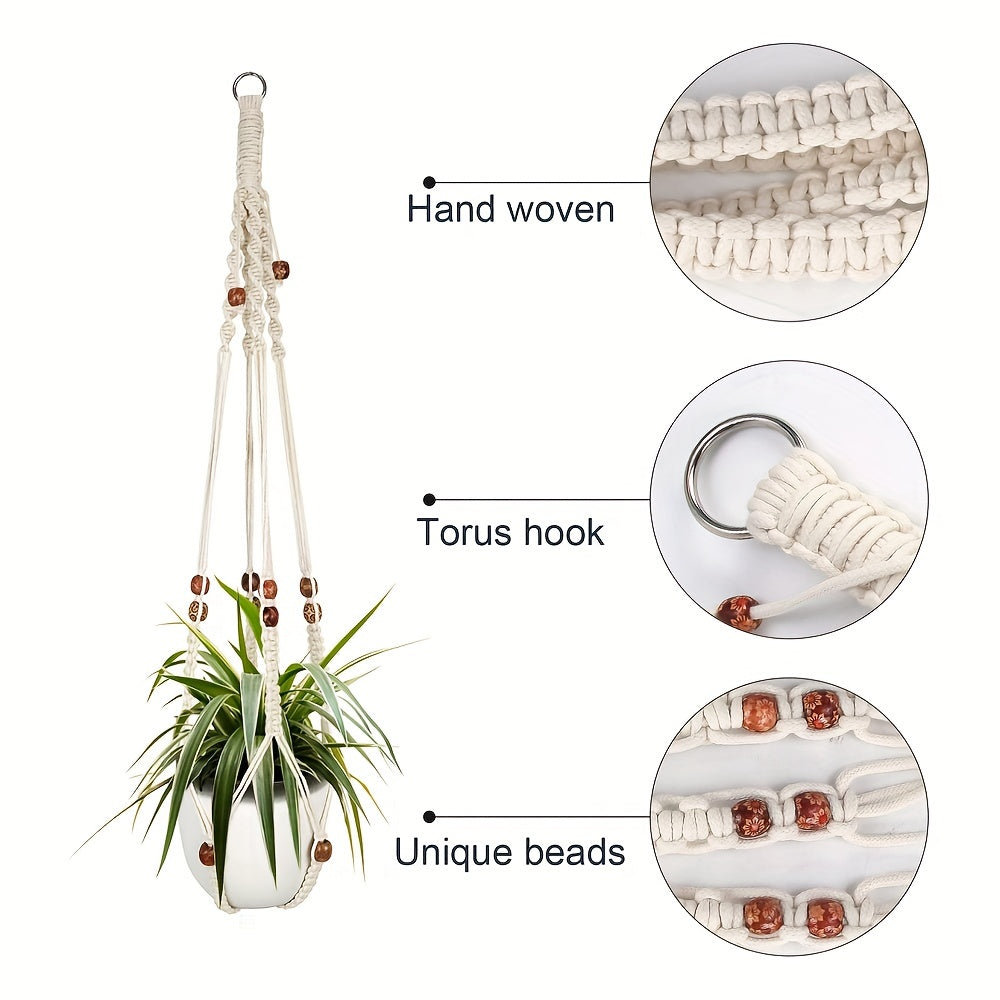 4 Pack Tassel Plant Hanging Rack with Wooden Beads