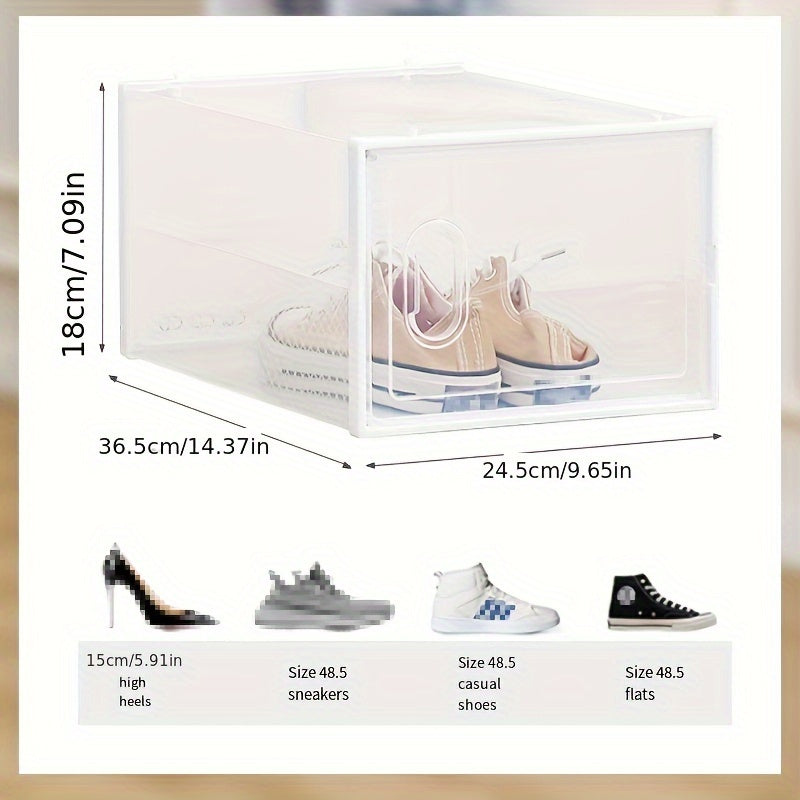 6pcs Transparent Plastic Shoe Boxes Drawer Shoe Cabinet Moisture-proof Dust-pro