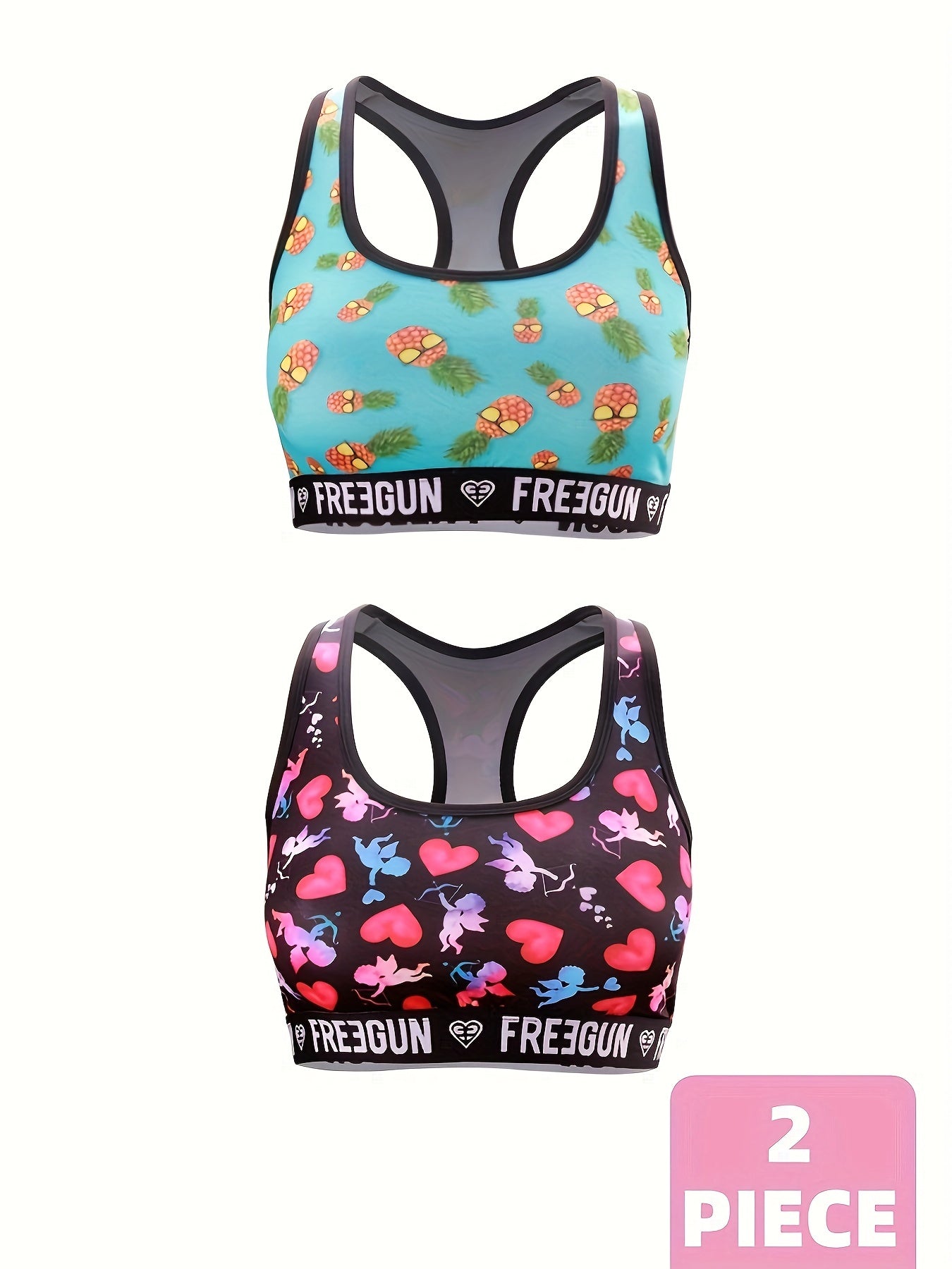 2pcs Letter Print Sports Bras for Women