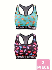 2pcs Letter Print Sports Bras for Women