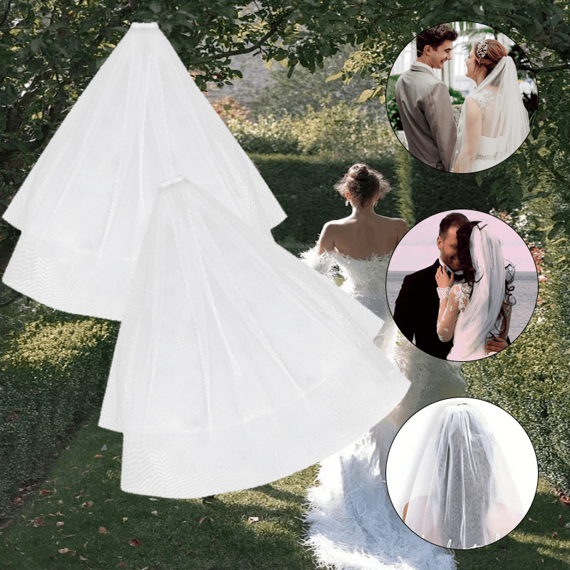 2pcs Bridal Veils with Floral Embroidery for Wedding Ceremonies