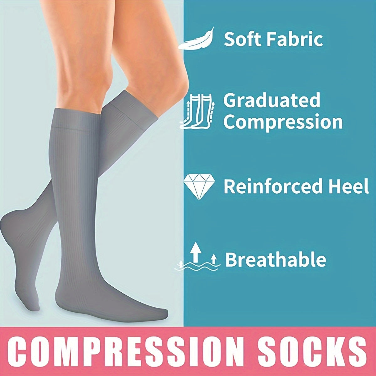 Copper Compression Socks For Women & Men 15-20mmHg Knee High