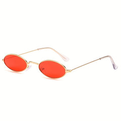 Oval Metal Frame Sunglasses for Women Men Hiphop Tinted Lens UV400