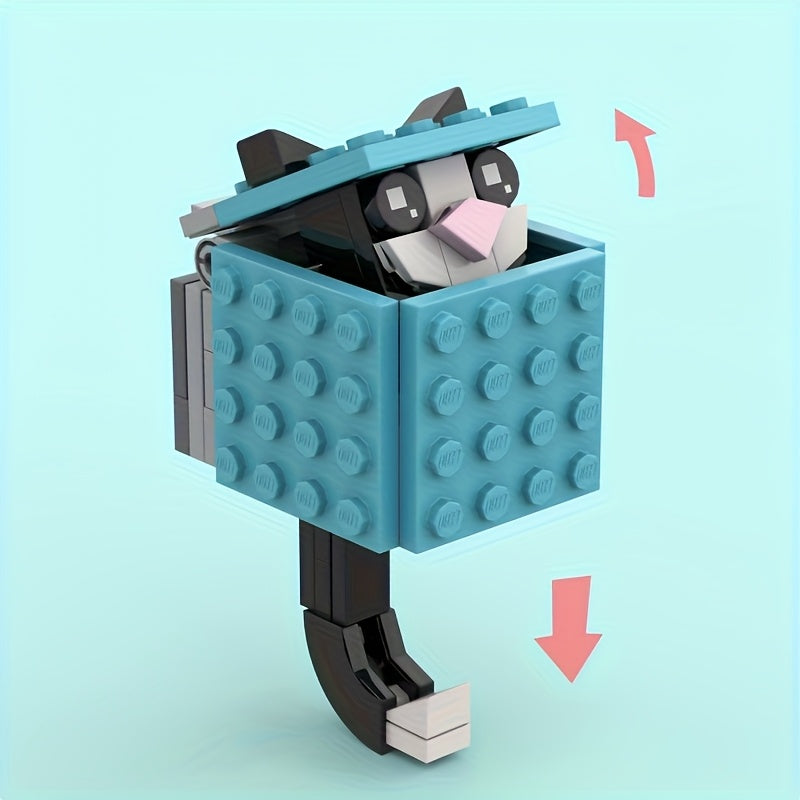 Mechanical Cat Key Holder Building Blocks Hook Keychain Toy