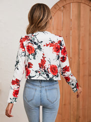 Floral Print Long Sleeve Jacket Casual Women's Outerwear