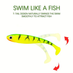 7pcs Soft T Tail Fishing Lures Silicone Artificial Bionic Swimming Bait