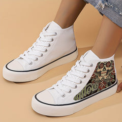 Horror Skull Pattern Lightweight High Top Canvas Sneakers