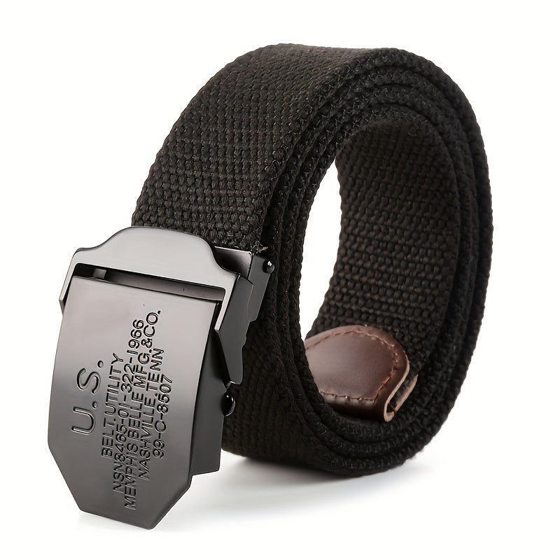 Men's Automatic Canvas Buckle Casual Woven Waist Belt