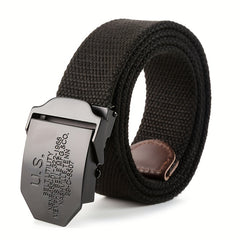 Men's Automatic Canvas Buckle Casual Woven Waist Belt