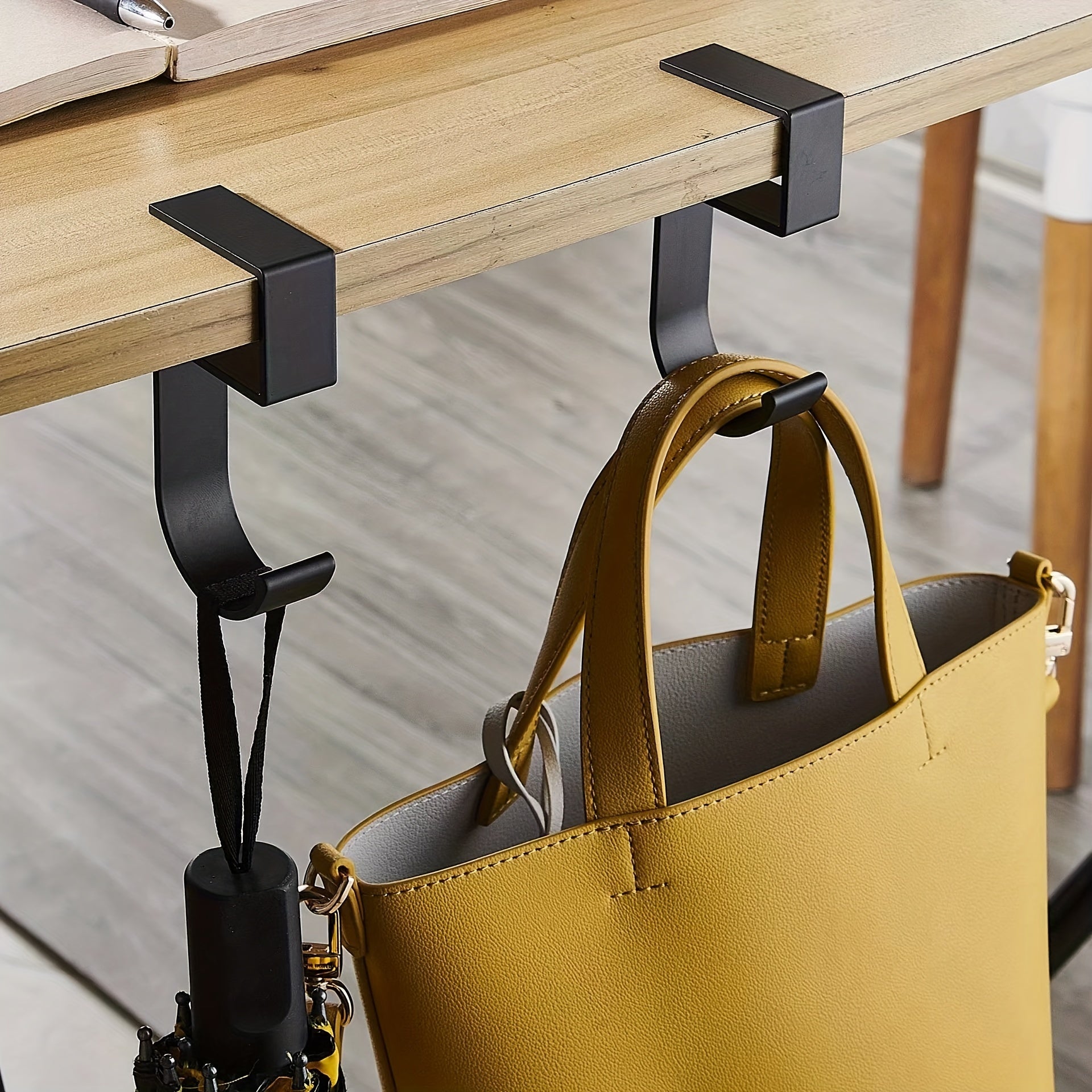 Portable Hook for Hanging Items on Desktops and Cabinets