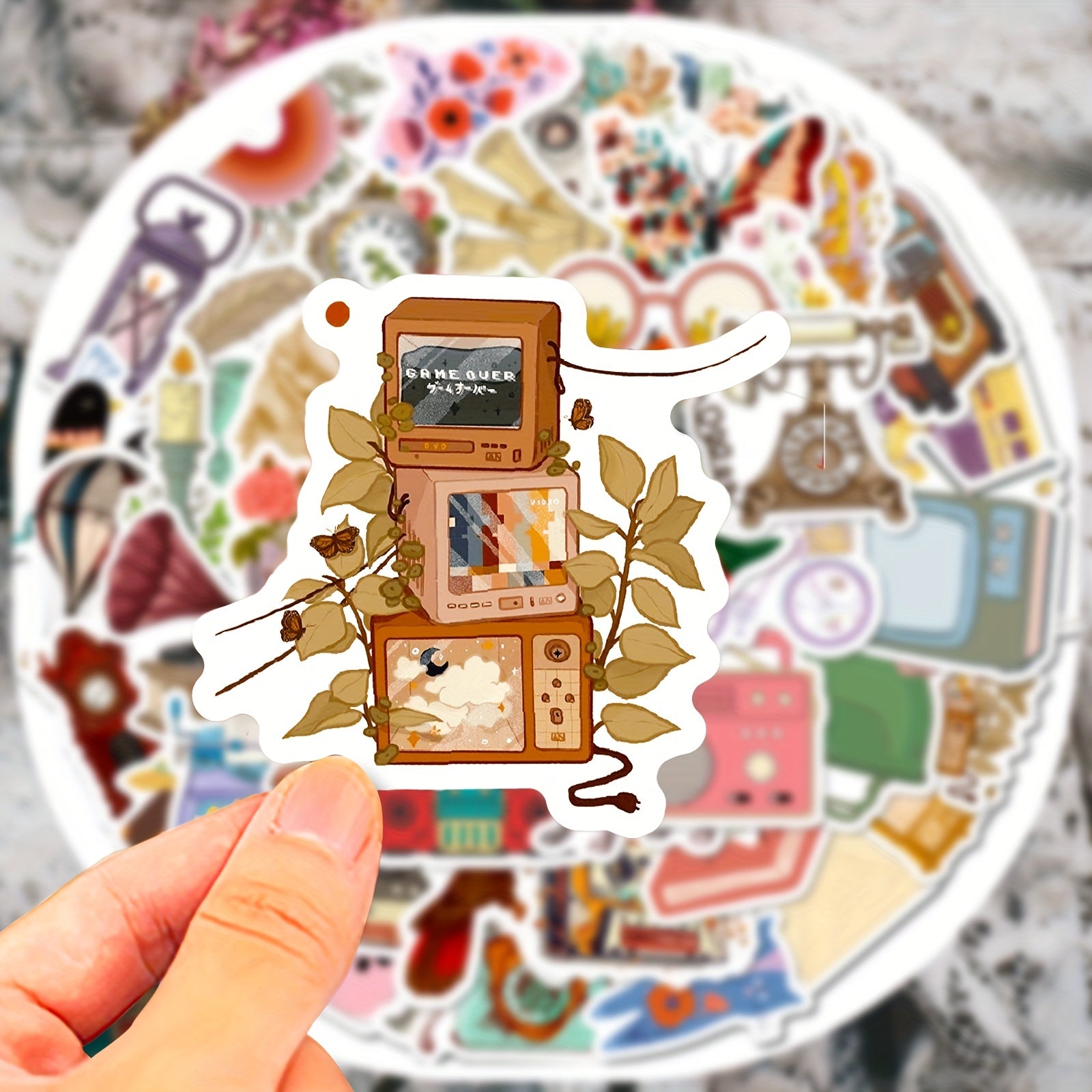 50pcs Vintage Stickers Waterproof DIY Water Bottles Laptops Phones