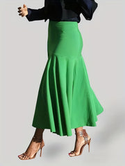 Women's Plus Solid High Rise Non stretch Maxi Mermaid Skirt
