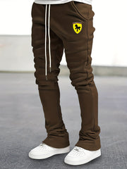 Men's Drawstring Bell bottom Pants Horse Pattern Slim Pants