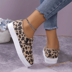 Leopard Print Slip On Flatform Shoes - Comfy & Casual