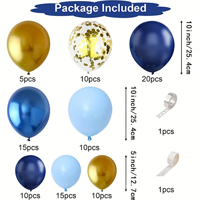 Navy Balloon Garland Arch Set Metallic Macaron Balloons Confetti