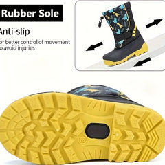 Girl's Knee High Cartoon Snow Boots Warm Plush Lining Non Slip Winter Shoes