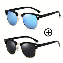 2 Pcs Polarized Sunglasses Semi Rimless Anti Light Eyewear Pack