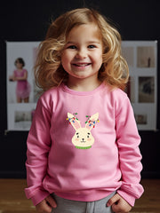 Christmas Light Bunny Graphic Crew Neck Long Sleeve Sweatshirt Kids