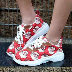 Christmas Women's Casual Sports Shoes Santa Claus Print Lightweight Non slip