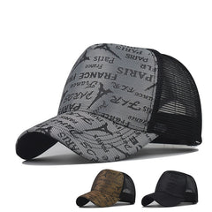 Men's Paris Embroidered Baseball Cap Mesh Hip Hop Trucker Sun Hat