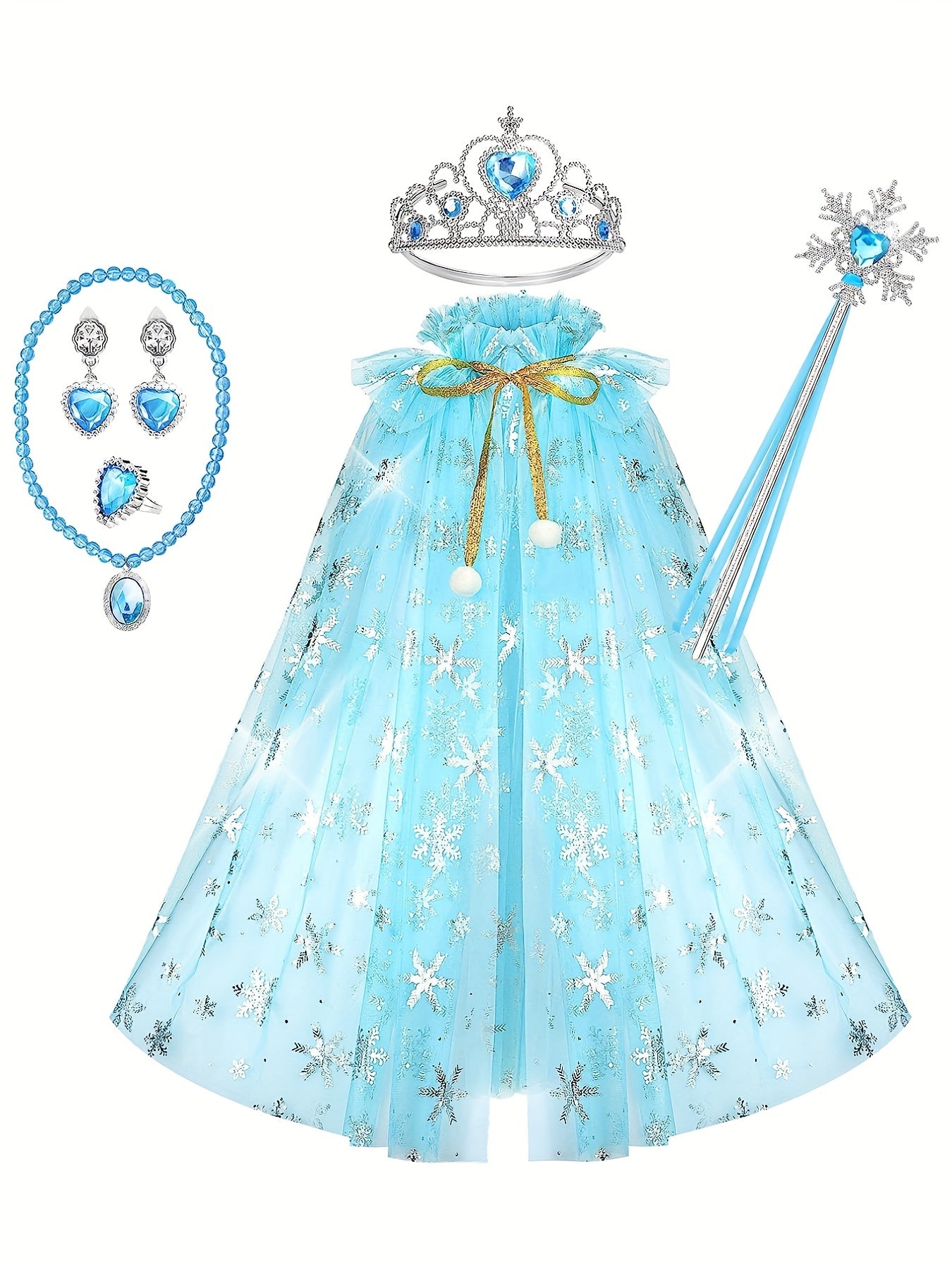 Princess Cape Set for Girls Party Cosplay with Crown