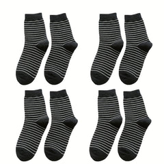 4 Pairs Striped Sports Socks for Women