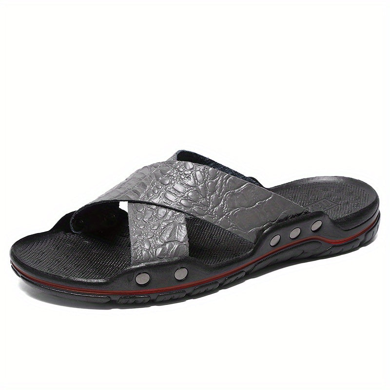 Men's Crocodile Pattern Quick Drying Non Slip Slides