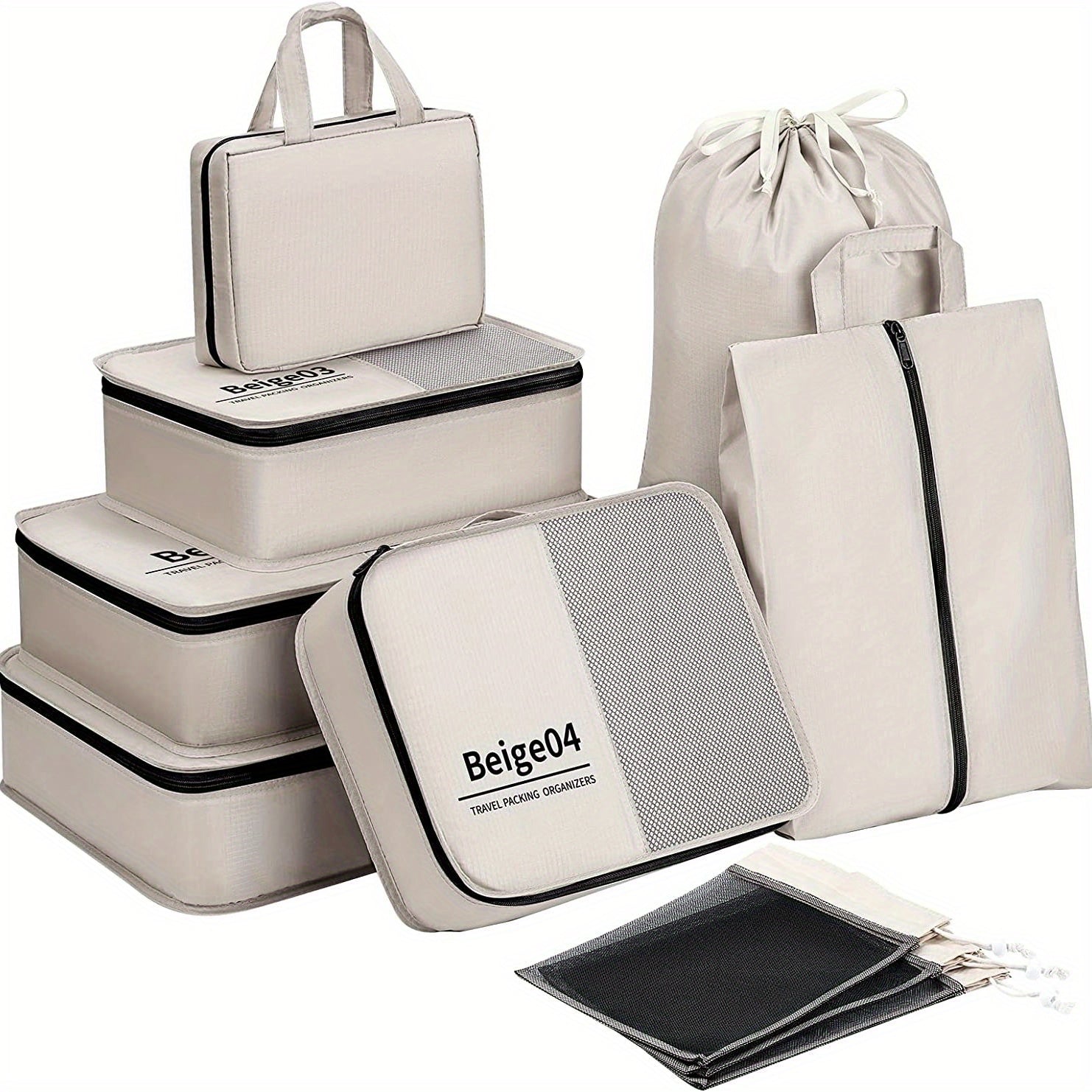 10 Pcs Packing Cubes Travel Luggage Organizers For Suitcase Portable Bags