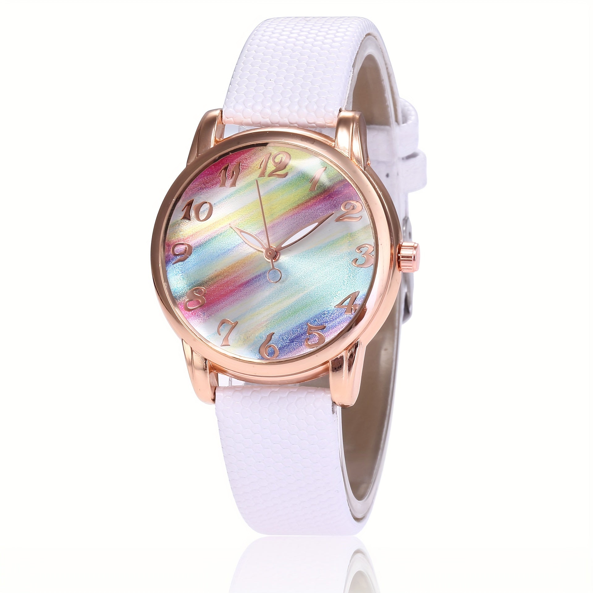Rainbow Sugar Quartz Women's Watch Casual Colorful Leather Wristwatch