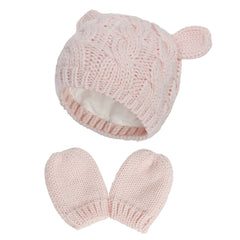 Cute Knitted Hat & Mittens Set for Newborns & Toddlers