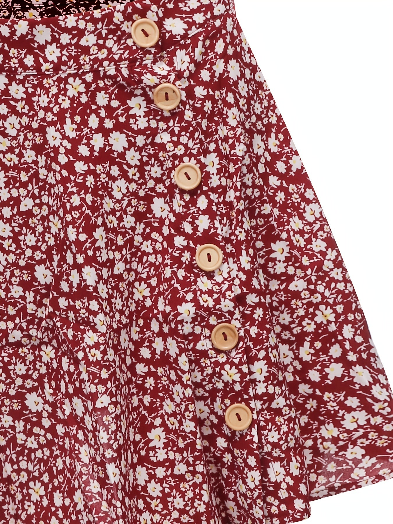 Floral Print Button Front Summer Skirt