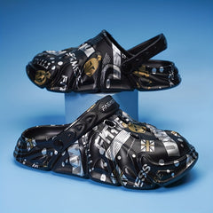 Men's Graffiti Print Comfy Clogs Hollow Out Garden Shoes
