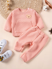 Baby Bear Pattern Pullover Top & Pants Set