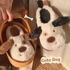 Cartoon Puppy Furry House Shoes For Boys Non Slip Soft Walking Shoes