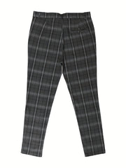 Slim Fit Plaid Slacks Men s Casual Vintage Style Slightly Stretch Dress Pants
