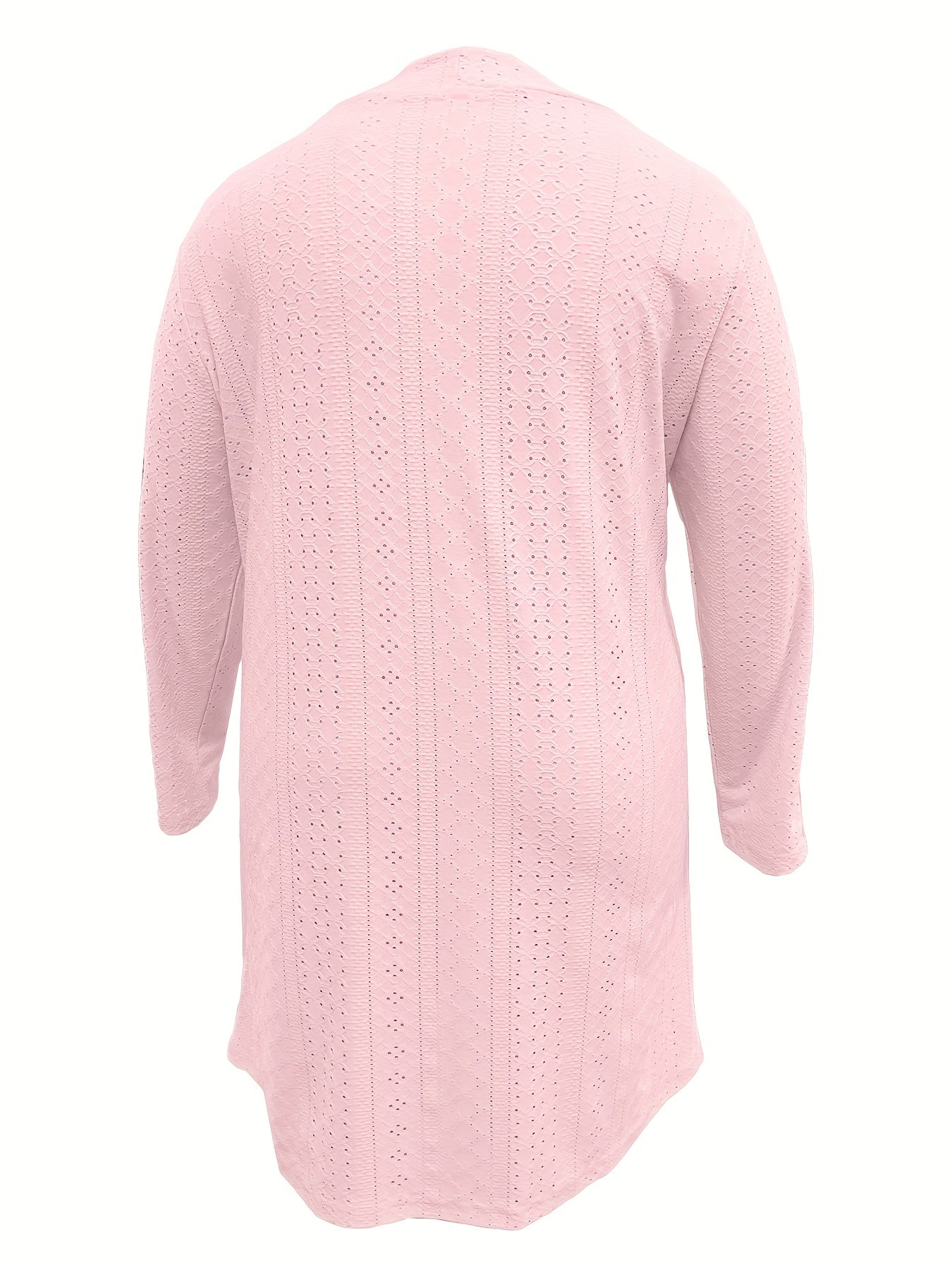 Solid Eyelet Embroidered Long Sleeve Open Front Cardigan
