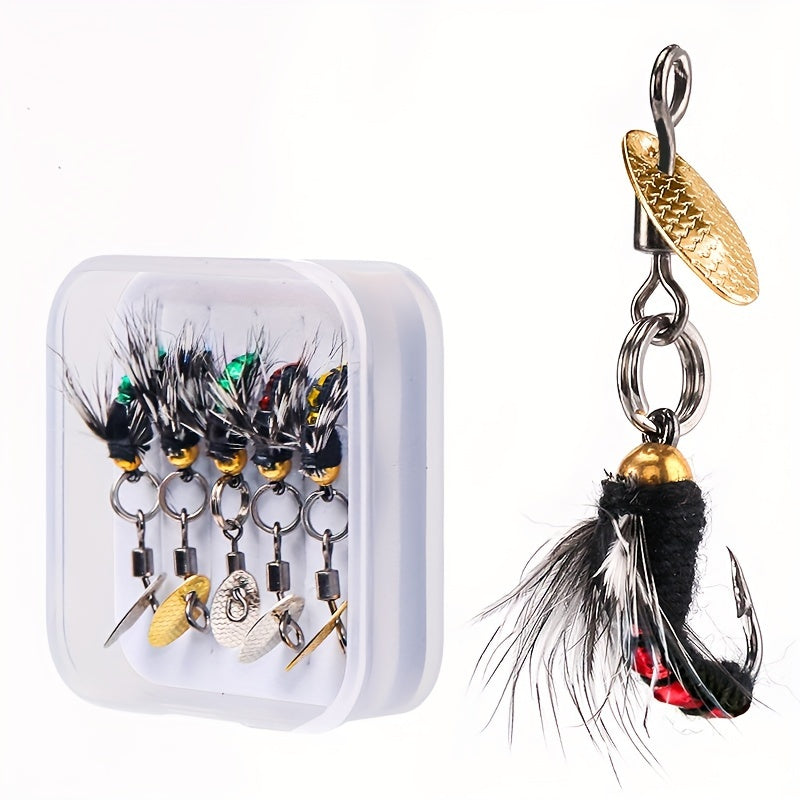 5pcs Bionic Fishing Flies Set with Storage Box - Outdoor Fishing Accessories