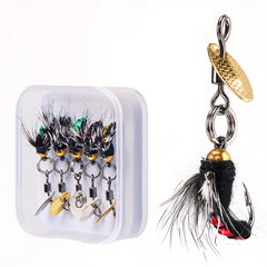 5pcs Bionic Fishing Flies Set with Storage Box - Outdoor Fishing Accessories