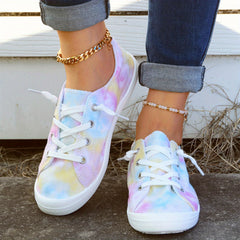 Tie Dye Low Top Lace Up Canvas Shoes