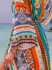 Boho Cover Up Women's Plus Tribal Print Long Sleeve Cardigan