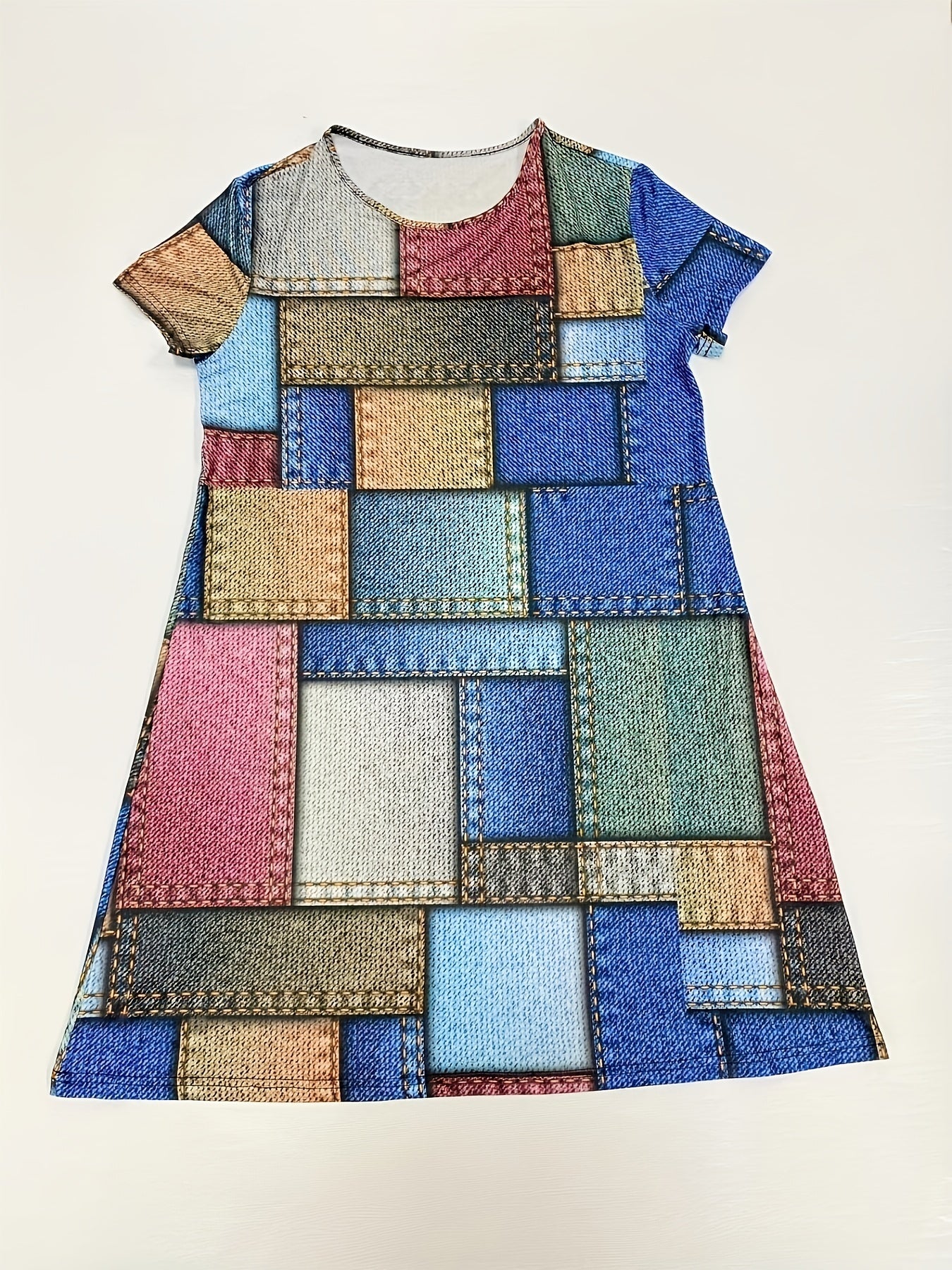 Retro Nightdress Women's Plus Colorblock Sleep Dress