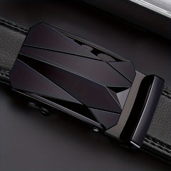 Men's PU Leather Belt Automatic Buckle Wedding Business Pants