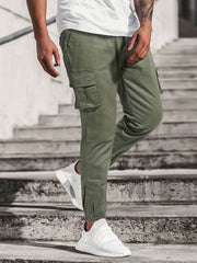 Men's Drawstring Cargo Pants Skinny Fit Jogger Pants