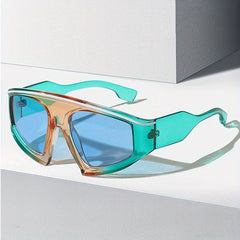 Men's Large Triangle Frame Sunglasses Anti UV400 Vintage Mixed Eyewear