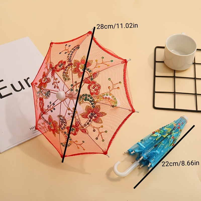 2pcs Colorful Lace Umbrella Set for Dollhouse Photography Props