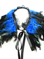 Multicolor Feather Pattern Shawl Cape Set 2 Piece